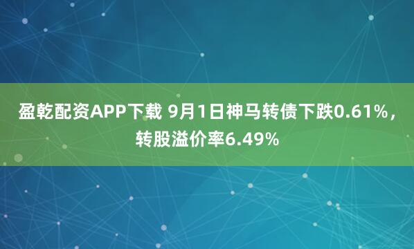 盈乾配资APP下载 9月1日神马转债下跌0.61%，转股溢价率6.49%
